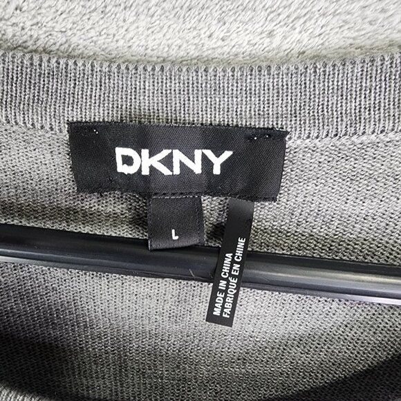 Women's Grey DKNY Acrylic Shirt Short Sleeve Crew Neck Size L - Picture 6 of 13